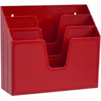 Acrimet Horizontal Triple File Folder Organizer Solid Red Color - BY4UGKYPT