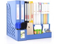 Aiky Large Desk Organizer with Pen Holder Blue Desk Organizers and Accessories Case Office Organization for File Folders Office Supplies File Organizer Paper Magazine Holder - BH7DMOHOC