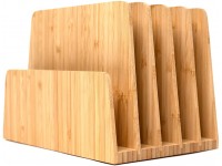 Bamboo Wood File Organizer 5 Slot Desk Organizer Holder Tray For Office Papers Documents Folders Letters Envelopes Notebooks Business Cards Filing & More - BK9GDR4GH