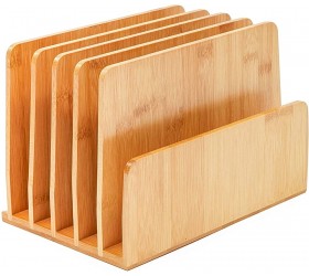 Bamboo Wood Mail Organizer with 5 Slots 10 x 6.5 Inches - BNDTOOO50