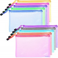 BCP 10pcs Plastic Random Color A5 Paper Document File Bill Zipper Bag Pencil Stationery Storage Pouch Holder - BAB5ZG7LL