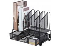 Beiz Desk Organizer and Accessories Storage with Drawer Paper Tray and 5 Vertical File Folder Holders to Collect Office Supplies Desktop Organization for Workspace Home Office School Dorm Black - BJP87ZXUF