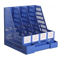 easygood Desktop File Organizer 4 compartment with Pen Holder Easygood Blue 12.6x12x12.1 YY6928 - BFYZNCZBE