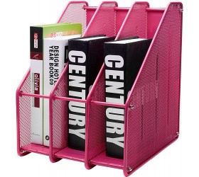 EXERZ Magazine Holder Triple Rack Mesh Metal 3 Compartments Documents Notebooks Folder Organiser Pink - BIHPSK92F