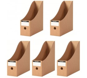 Foldable Desk File Holder Organizer Sturdy Cardboard Magazine Storage Box Document Rack with Blank Label Stickers for Home School Office 5 Kraft - BHBDNJKD1