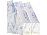 Magazine File Holder with Calcutta Marble Pattern 2 Pack Premium Document Storage Box Perfect for A4 Size Document - BBBFZJW5X