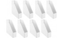mDesign Plastic Sturdy File Folder Bin Storage Organizer Vertical with Handle Holds Notebooks Binders Envelopes Magazines Container for Home Office and Work Desktops 8 Pack White - BYZT6CF8V