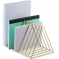 Mindspace File Organizer for Desk | Mail Sorter Triangle Book Holder Office Organizer File Folder Organizer Home Desktop file Organizer | The Wire Collection Gold - BUQW04QXP