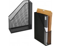 Wire Mesh Wall Mounted or Freestanding Document Rack Magazine and File Holder Set of 2 Black - B040O96QJ