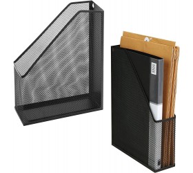 Wire Mesh Wall Mounted or Freestanding Document Rack Magazine and File Holder Set of 2 Black - B040O96QJ
