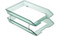 Acrimet Facility 2 Tier Letter Tray Front Load Plastic Desktop File Organizer Clear Green Color - BVB0CKISB