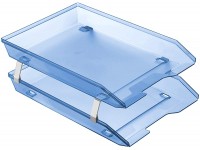 Acrimet Facility 2 Tier Letter Tray Front Load Plastic Desktop File Organizer Clear Blue Color - BZE32W4NW