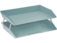 Acrimet Facility 2 Tier Letter Tray Side Load Plastic Desktop File Organizer Solid Green Color - BWRHO7PHY