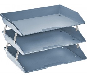Acrimet Facility 3 Tier Letter Tray Side Load Plastic Desktop File Organizer Solid Blue Color - BOLM9QI2G