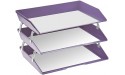 Acrimet Facility 3 Tier Letter Tray Side Load Plastic Desktop File Organizer Solid Purple Color - BTV1H5SQ2