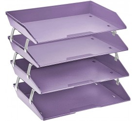 Acrimet Facility 4 Tier Letter Tray Side Load Plastic Desktop File Organizer Solid Purple Color - BHPZQPTEN
