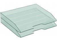 Acrimet Stackable Letter Tray 2 Tier Side Load Plastic Desktop File Organizer Clear Green Color - BJV8LD305