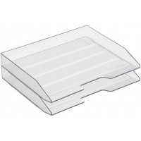 Acrimet Stackable Letter Tray 2 Tier Side Load Plastic Desktop File Organizer Clear Crystal Color - BEEJ3N3MJ