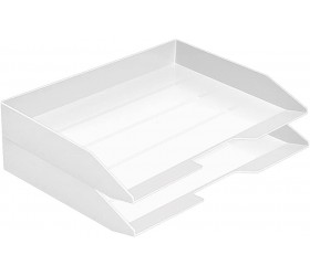 Acrimet Stackable Letter Tray 2 Tier Side Load Plastic Desktop File Organizer White Color - BZRM17XPA