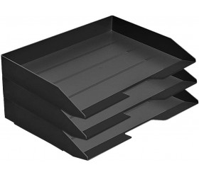 Acrimet Stackable Letter Tray 3 Tier Side Load Plastic Desktop File Organizer Black Color - BMHAKAWYD