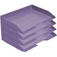 Acrimet Stackable Letter Tray 4 Tier Side Load Plastic Desktop File Organizer Solid Purple Color - BAW94OCE7
