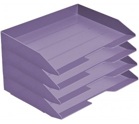 Acrimet Stackable Letter Tray 4 Tier Side Load Plastic Desktop File Organizer Solid Purple Color - BAW94OCE7