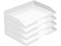Acrimet Stackable Letter Tray 4 Tier Side Load Plastic Desktop File Organizer White Color - BCYJVMD6W