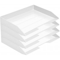Acrimet Stackable Letter Tray 4 Tier Side Load Plastic Desktop File Organizer White Color - BCYJVMD6W