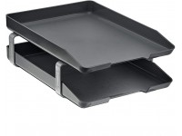 Acrimet Traditional Letter Tray 2 Tier Front Load Plastic Desktop File Organizer Black Color - B5664CXBC