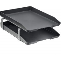 Acrimet Traditional Letter Tray 2 Tier Front Load Plastic Desktop File Organizer Black Color - B5664CXBC