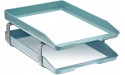 Acrimet Traditional Letter Tray 2 Tier Front Load Plastic Desktop File Organizer Solid Green Color - B3W570VQ5