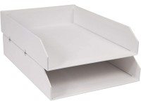 Bigso 789245501N Hakan Fiberboard Two Tier Stackable Letter Document Tray 2.5 x 9 x 12.2 in White - BDA6MSEL0