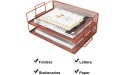 EasyPAG 2 Tier Stackable Letter Tray Desk Organizer | Stackable Paper Tray Organizer | The Mesh Collection,Rose Gold - BF08LPI76