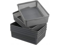 EudokkyNA 6 Packs Grey Plastic Basket Trays A4 Office Paper Tray - BZ61R36JQ