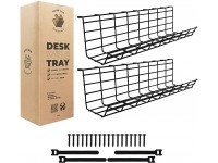 HHE Under Desk Cable Management Tray Heavy Duty Sturdy Cable Rack Will Help You Keep a Clean & Organized Workspace Easy DIY Installation Hardware Included 15.9 x 5 x 5 Inches 2 Pack - B8RICTQC1