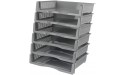 HOMMP 6-Pack Gray Plastic Stackable File Paper Storage Tray Basket - BYZH8TIES