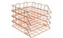 Kertnic 4-Tier Stackable Paper Tray Desk Organizer Rose Gold Metal Letter Trays for File Documents Home & Office Workspace Decorative Stacking Rack Supplies Holder Rose Gold - BHXB2IY7D