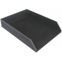 KINGFOM PU Leather Collection Letter Tray Document Desk Organizer Letter Size 1 tray-black - BOAE4VRRJ