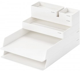 NUSIGN Letter Tray Organizer Stackable 6 Pieces Desk Accessories File Document Tray Organizer White - B6OQZFV7A