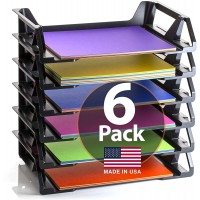 Officemate OIC Achieva Side Load Letter Tray Recycled Black 6 Pack 26212 - B8XUA9M8V