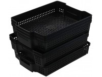 Qqbine Stackable Kitchen Office Desk File Basket Trays Black 6 Packs - BR1BGRZLH