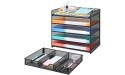 Veesun Paper Letter Tray Organizer Mesh Desk File Organizer with a Sliding Drawer and 4 Tier Shelf Sorter,Black - BBFQWA6ET