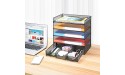 Veesun Paper Letter Tray Organizer Mesh Desk File Organizer with a Sliding Drawer and 4 Tier Shelf Sorter,Black - BBFQWA6ET