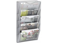 EasyPAG File Organizer Mesh 5 Pockets Large Capacity Wall Hanging File Organizer Vertical Holder Rack for Office Home,Silver - B5LQF3CS3