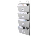 EasyPAG Wall Mount Over Door Organizer Office Supplies 4 Pockets Hanging File Holder,Gray - BRTITU2XI
