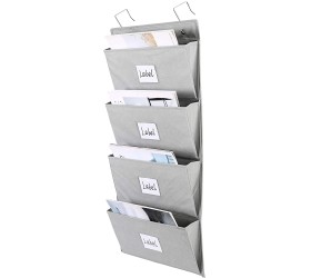EasyPAG Wall Mount Over Door Organizer Office Supplies 4 Pockets Hanging File Holder,Gray - BRTITU2XI