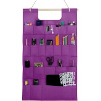 Felt Expressions Space Saving Hanging Wall Organizer for Mail Tools Office & School Supplies Jewelry. 20 Pockets Durable Felt & Stitching with Hanging Rope. Perfect for Kitchen Office Purple - BRC51ZP4E