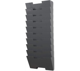 Gray Wall Mount Steel Vertical File Organizer Holder Rack 10 Sectional Modular Design Wider Than Letter Size 13 Inch Multi-Purpose Organize Display Magazines Sort Files and Folders - B8EAYER8L