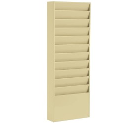 Hanging File Folder Rack with 11 Tiered Pockets Displays The Top Portion of Each File Folder Office Filing Rack for Wall Mount Tan Powder-Coated Steel - BO30VBKP9