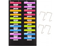 Heavy Duty 20 Pocket Storage Chart with Nametags 4 Stainless Steel overdoor Hangers Included Hanging Wall File Organizer | Organize Your Assignments Files Papers & More - BADDPKRC7